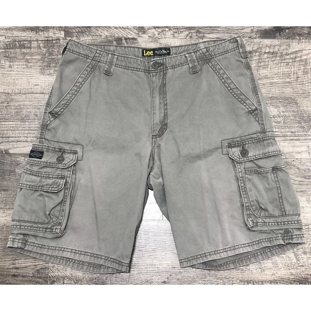 The H.D Lee Merc. Co. Sz 34 Cargo Short Men's Beige Mid Multi Pocket Fishing C19